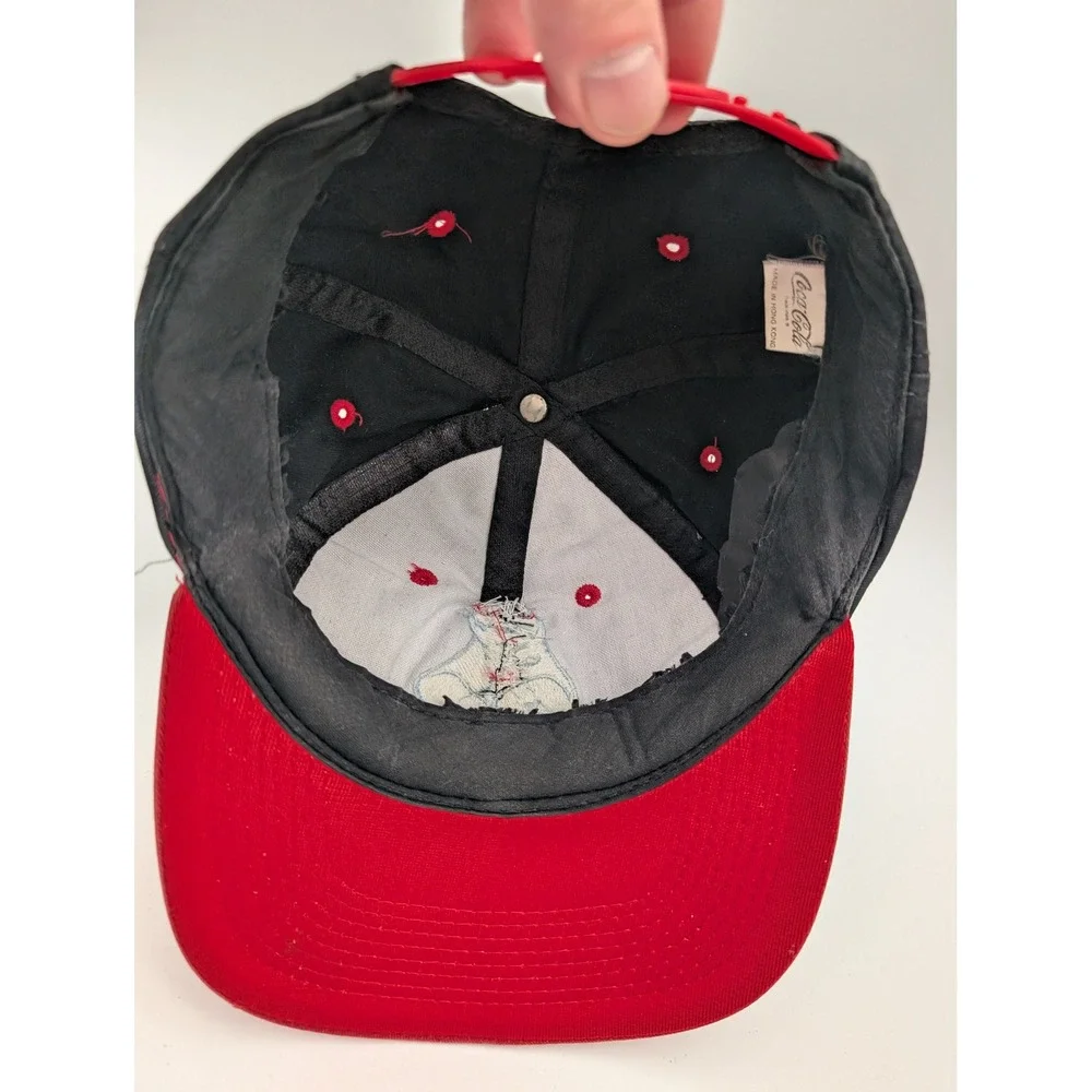 Vintage Coca-Cola Polar Bear Snapback Hat Black Red Embroidered Logo Cap